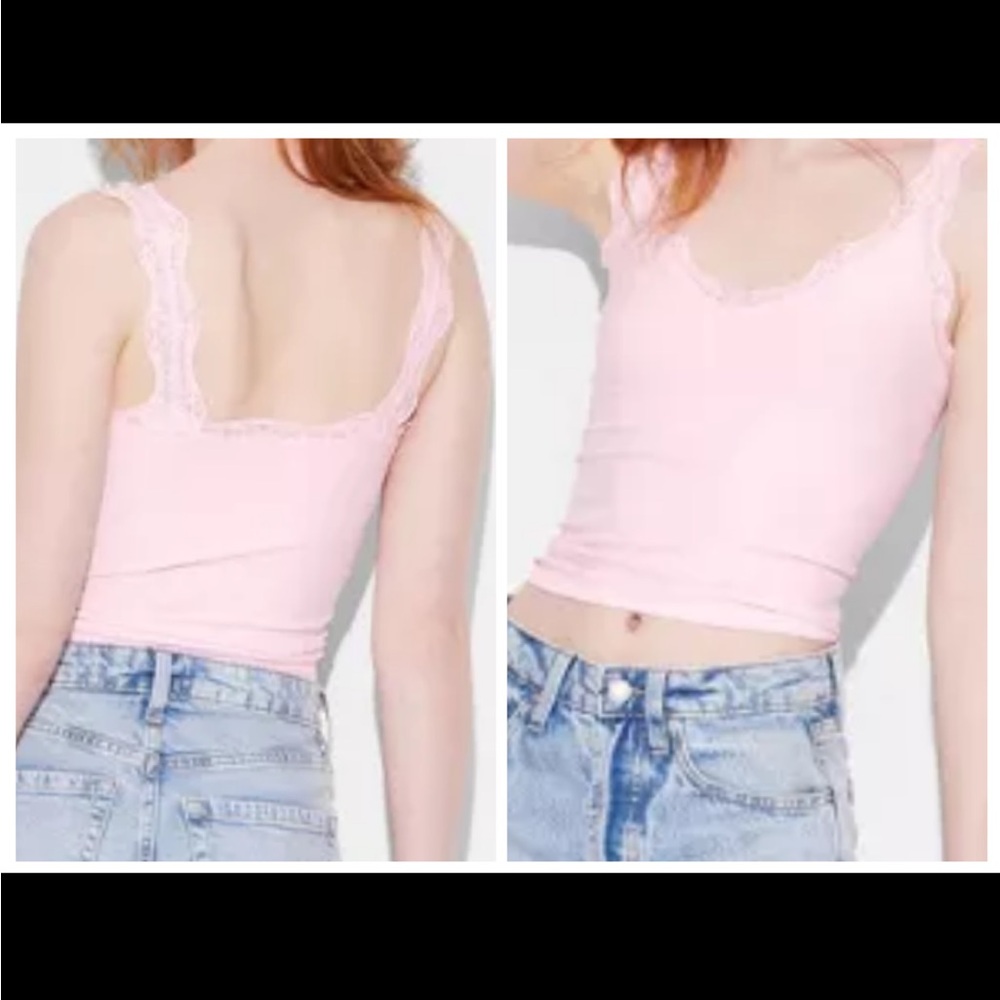 Wild fable Lace Trim Seamless Jersey Tank Top - Wild Fable™ light pink. M NWT.